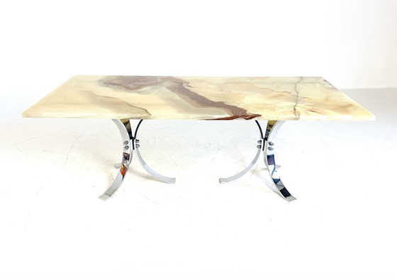 Image 1 of Table basse en onyx et chrome '80