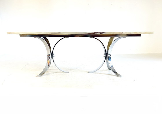 Image 1 of Table basse en onyx et chrome '80