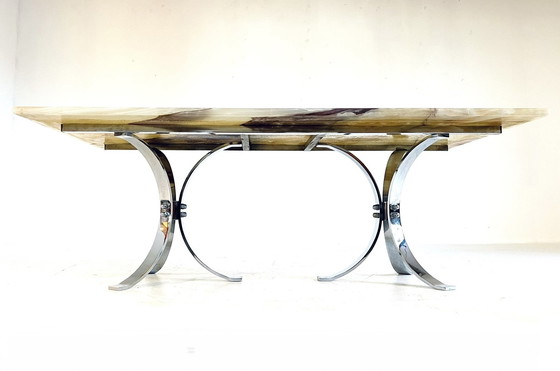 Image 1 of Table basse en onyx et chrome '80