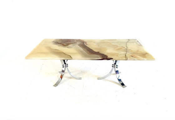 Image 1 of Table basse en onyx et chrome '80