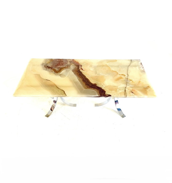 Image 1 of Table basse en onyx et chrome '80