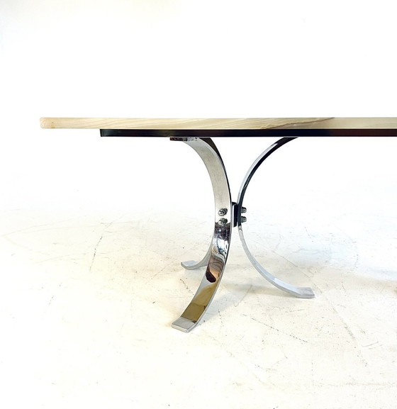 Image 1 of Table basse en onyx et chrome '80