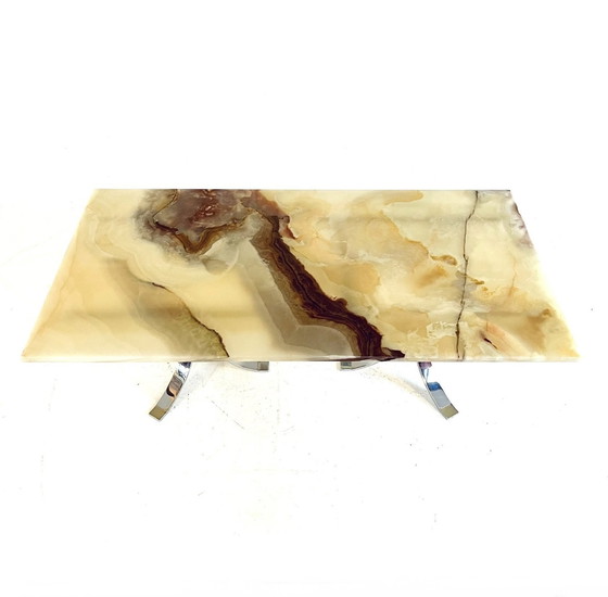 Image 1 of Table basse en onyx et chrome '80