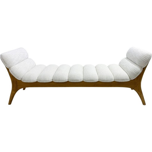 Lit de jour vintage en bois et tissu, Italie