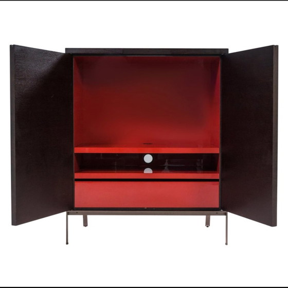 Image 1 of Meuble de rangement vintage en chêne foncé et rouge par Maxalto pour B&B Italia, années 2003
