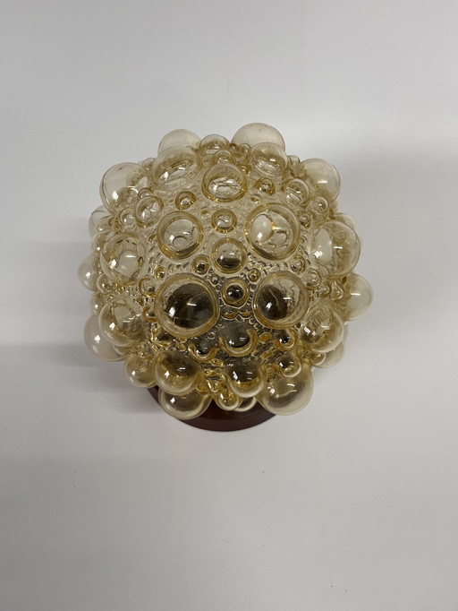 Plafonnier vintage Helena Tynell 'Bubbles' en verre ambré