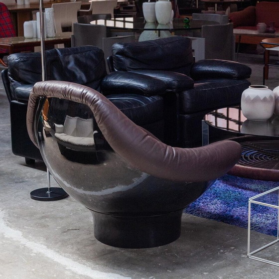 Image 1 of Fauteuil vintage Rodica en fibre de verre brun chocolat par Mario Brunu pour Comfort, Italie 1968