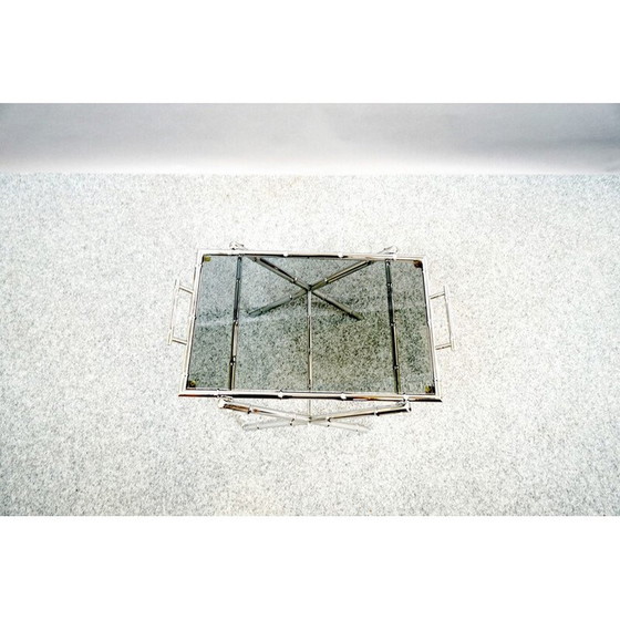 Image 1 of Table basse vintage en métal et verre, Allemagne 1970