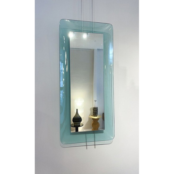 Image 1 of Miroir rectangulaire bleu clair modèle 2273 par Max Ingrand pour Fontana Arte, Italie années 1950
