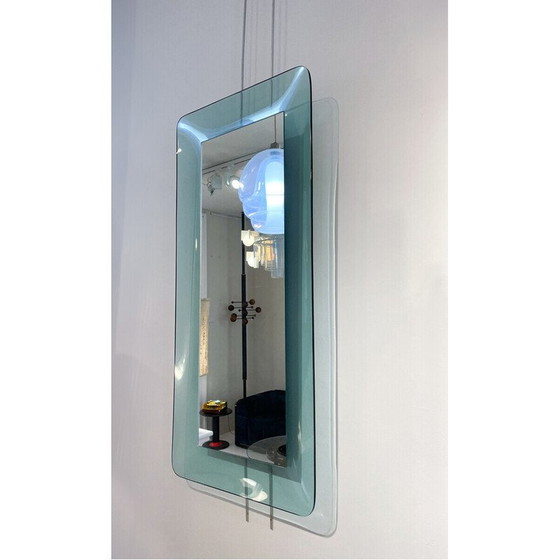 Image 1 of Miroir rectangulaire bleu clair modèle 2273 par Max Ingrand pour Fontana Arte, Italie années 1950