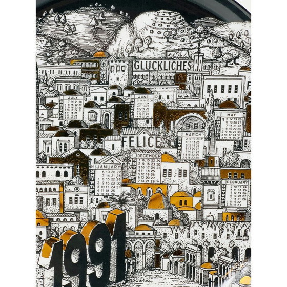 Image 1 of Plaque en porcelaine de Piero Fornasetti pour le calendrier de l'année 1991s