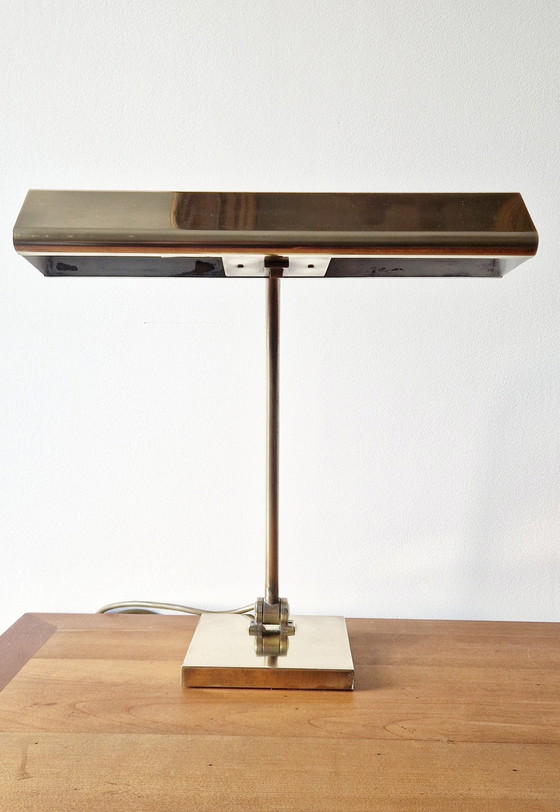 Image 1 of Lampe Style Banquier 1970 Laiton