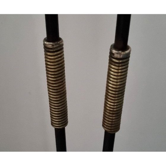 Image 1 of Vintage tripod floor lamp in steel, brass and opaline, 1950