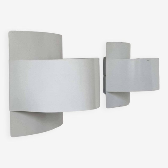 Image 1 of 2X Appliques En Métal Laqué Blanc Par Peter Celsing - Suède 1960