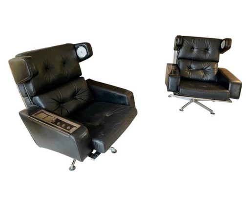 Robin Day James Bond Movies Prototype en cuir avec système audio fonctionnel , 1960S