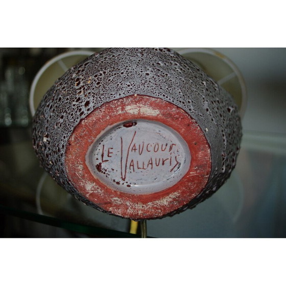 Image 1 of Lampe vintage en céramique blanche et rouge pour Marino Le Vaucour, France 1950