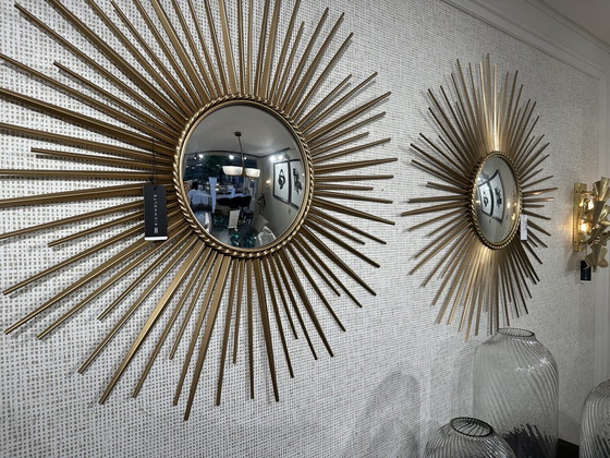 Image 1 of 2x Eichholtz Mirror Helios Brass Finish