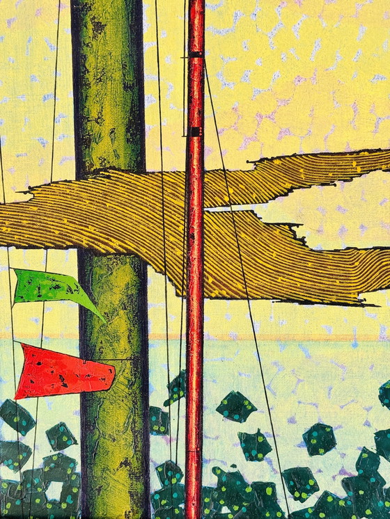 Image 1 of Daniel De Clercq ( Belgique ) Belle Peinture Surréaliste De Qualité 