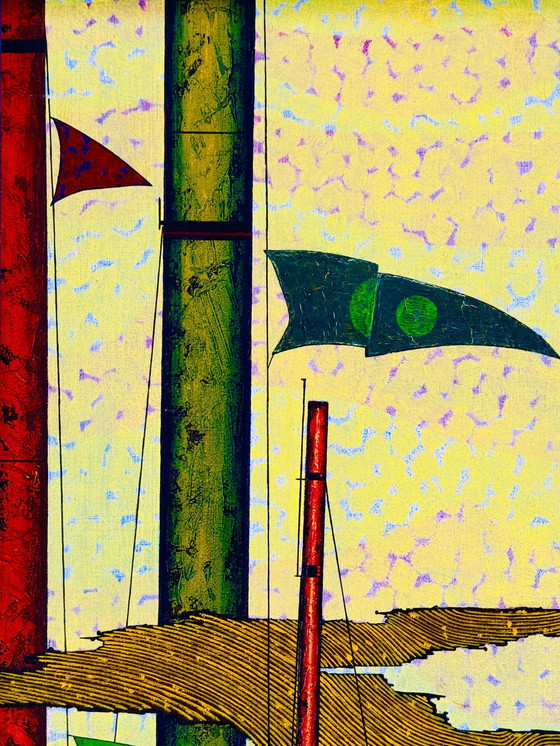 Image 1 of Daniel De Clercq ( Belgique ) Belle Peinture Surréaliste De Qualité 