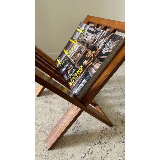 Image 1 of Porte-revues vintage en bois massif