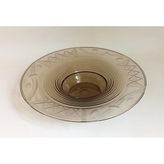 Image 1 of Coupe Vintage Art Déco en verre brun fumé