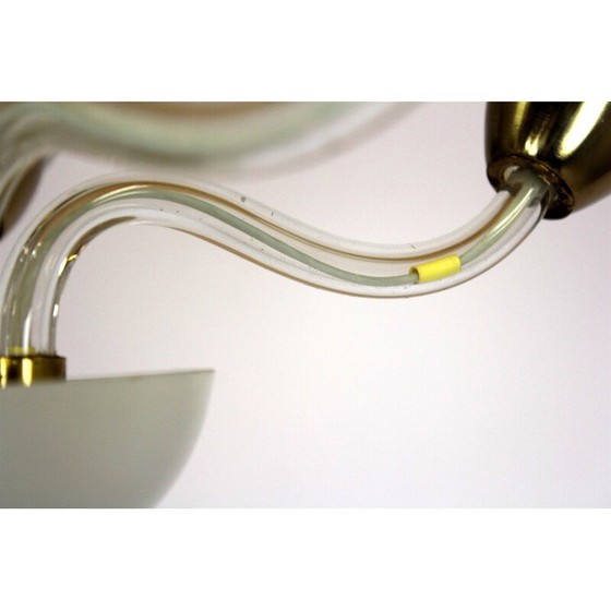 Image 1 of Lustre vintage en acier et verre, Tchécoslovaquie 1960