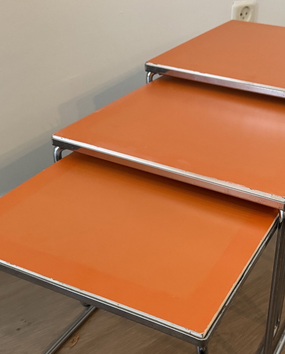 Image 1 of Brabantia Tables gigognes, avec feuille réversible Orange/Blanc