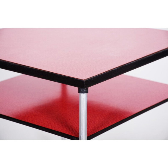 Image 1 of Table basse vintage rouge en chrome et formica, 1940