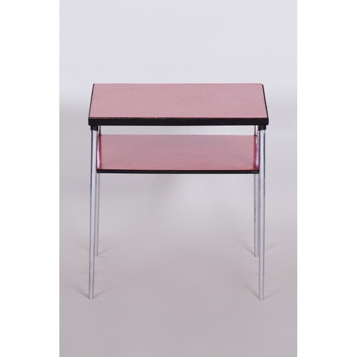 Table basse vintage rouge en chrome et formica, 1940