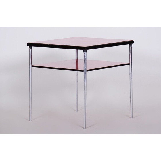 Image 1 of Table basse vintage rouge en chrome et formica, 1940