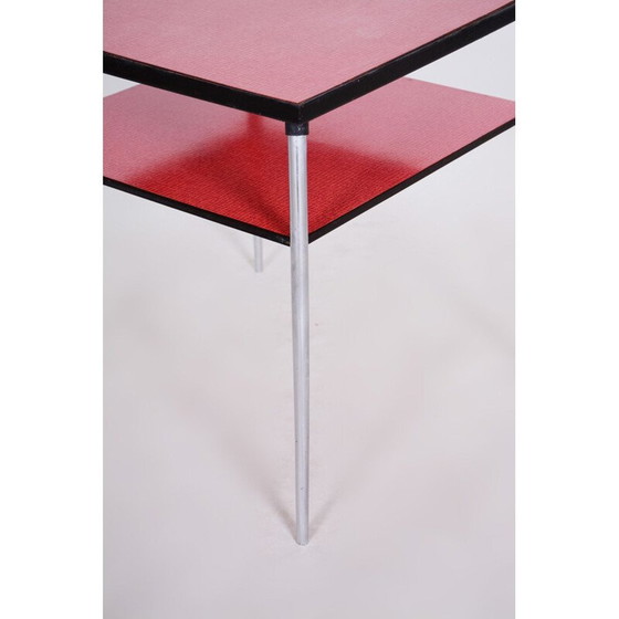 Image 1 of Table basse vintage rouge en chrome et formica, 1940