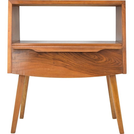 Table d'appoint vintage en bois, Tchécoslovaquie années 1950