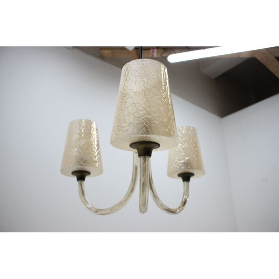 Image 1 of Lustre en verre vintage, Tchécoslovaquie 1940