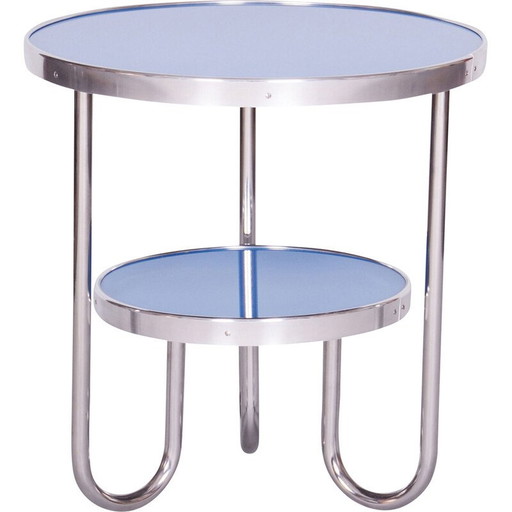 Table vintage Bauhaus en épicéa et chrome pour Kovona, Tchécoslovaquie 1930