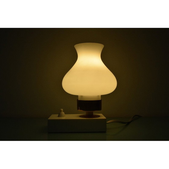 Image 1 of Lampe de table vintage en plastique, verre et laiton, Tchécoslovaquie, années 1960