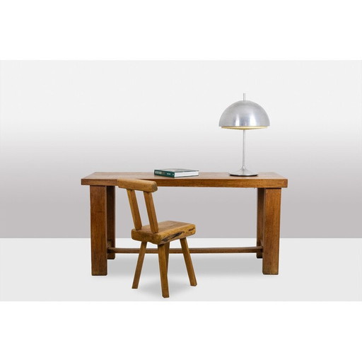 Table d'appoint vintage en hêtre massif et patiné, France 1900