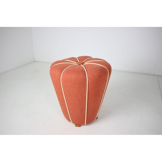 Image 1 of Ensemble de fauteuils et pouf en bois et tissu, Tchécoslovaquie 1950-1970