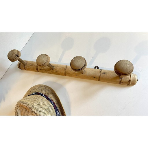 Porte-manteau vintage en bois de bambou, 1920