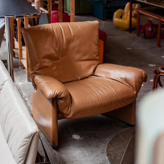 Image 1 of Fauteuil Palmaria en cuir vintage par Vico Magistretti pour Cassina, 1995