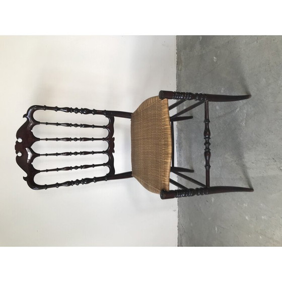 Image 1 of Ensemble de 4 chaises en osier vintage Chiavari, Italie 1950