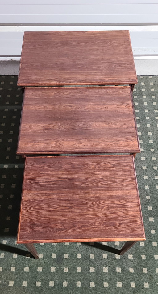 3 Table Gigogne Mid-Century En Palissandre, Danemark, 1950S
