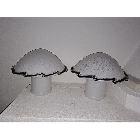 Image 1 of Paire de lampes de table vintage en verre de Murano, 1970