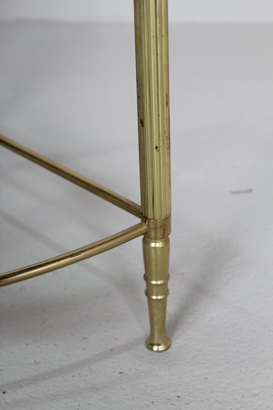 Image 1 of Table d'angle vintage, table d'appoint, table à plantes - verre, laiton 1970