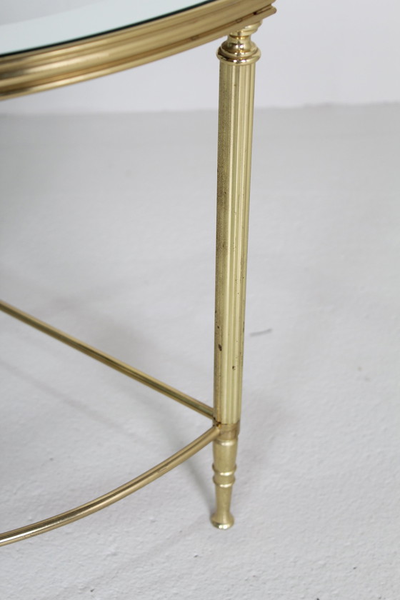 Image 1 of Table d'angle vintage, table d'appoint, table à plantes - verre, laiton 1970