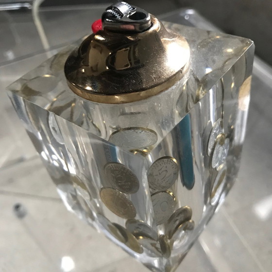Image 1 of Briquet De Table Vintage • Résine Inclusions De Pièces • Pierre Giraudon • Space Age • 1970