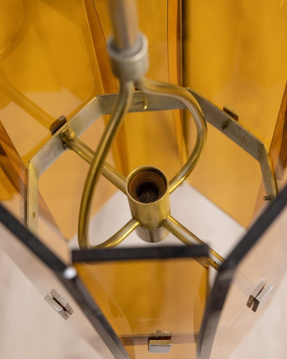 Image 1 of Lustre Vintage 60S en Verre Ambre Design Italien