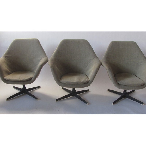 Image 1 of Ensemble de 3 fauteuils pivotants vintage, Tchécoslovaquie 1960