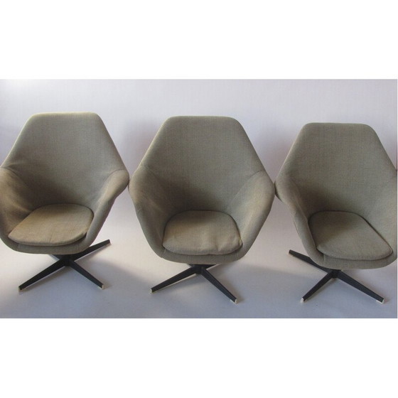 Image 1 of Ensemble de 3 fauteuils pivotants vintage, Tchécoslovaquie 1960