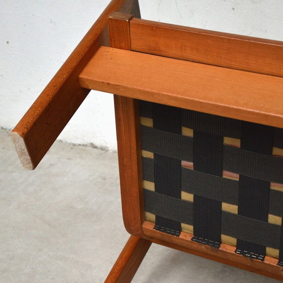 Image 1 of Paire de fauteuils vintage avec ottoman en teck et velours, Danemark 1960