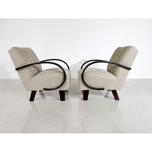 Paire de fauteuils vintage en bois courbé de Jindrich Halabala, Tchécoslovaquie 1940